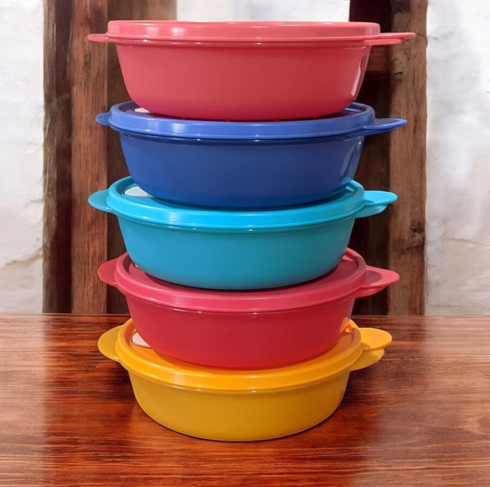 Tupperware Crystalwave Microwave Container 4 Cup, Set 5 New